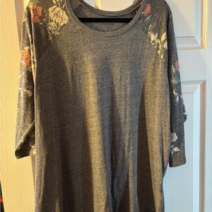 Torrid Charcoal Floral Long Sleeve Top